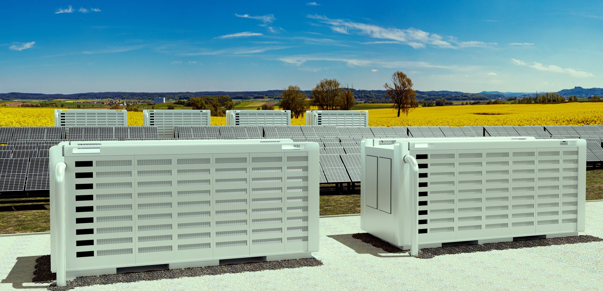 Battery storage in British countryside
