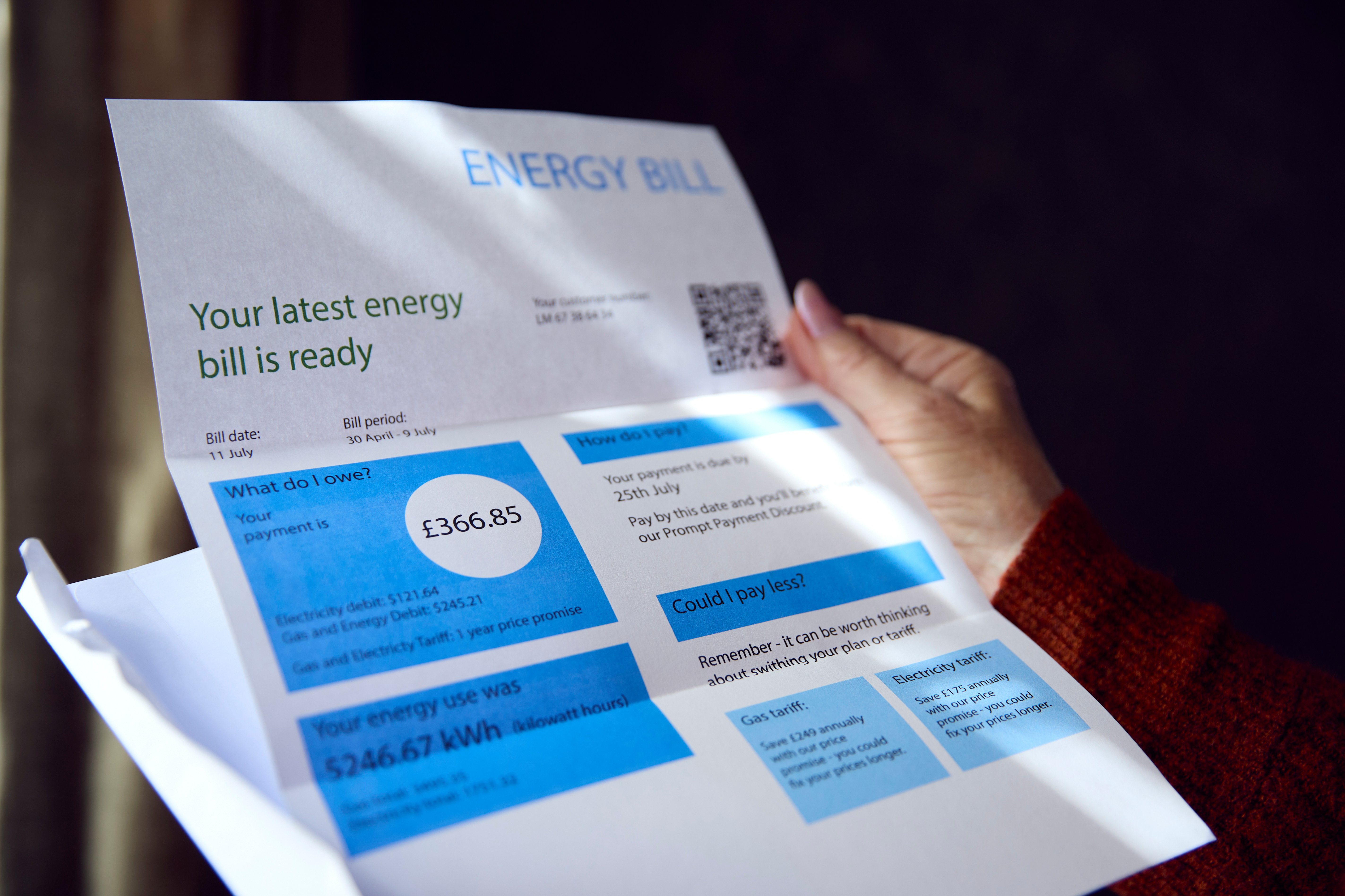 Person trying to understand energy bill