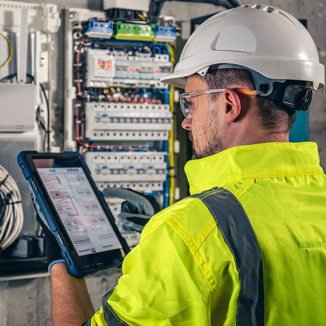 Man doing an energy audit