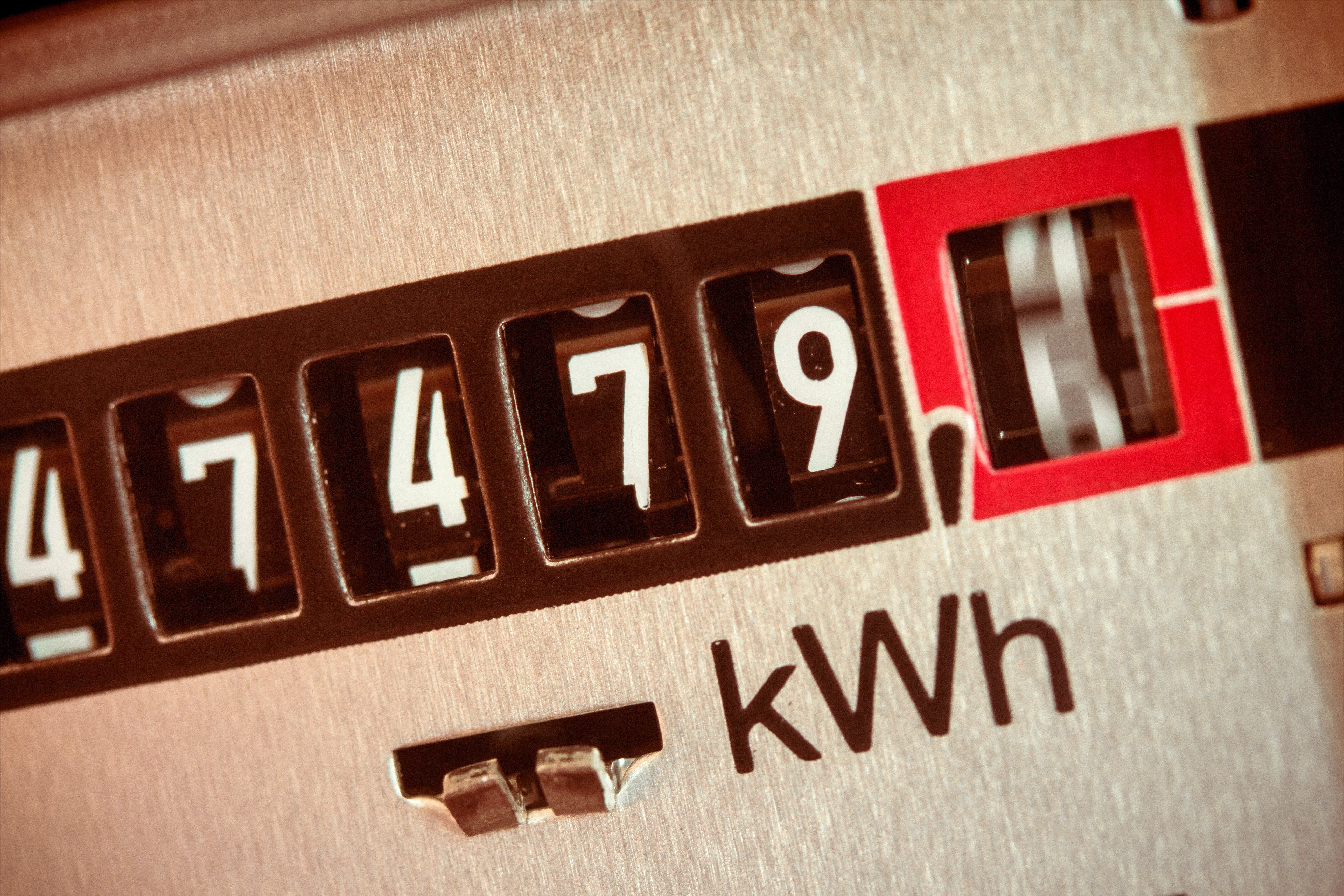 Close-up shot of an electricity meter