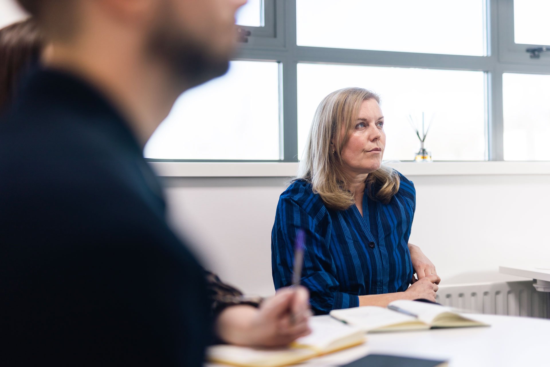 Woman paying attention during a meeting
