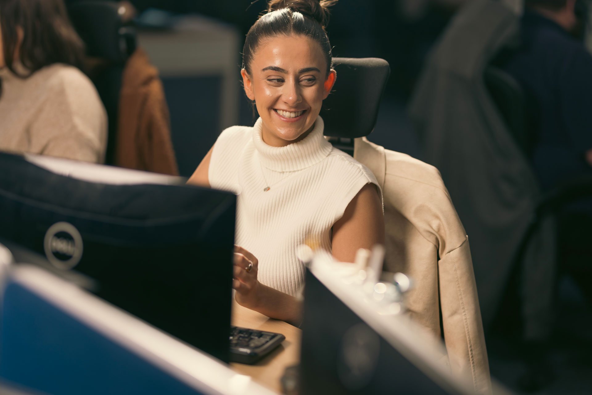 Woman smiling at work 