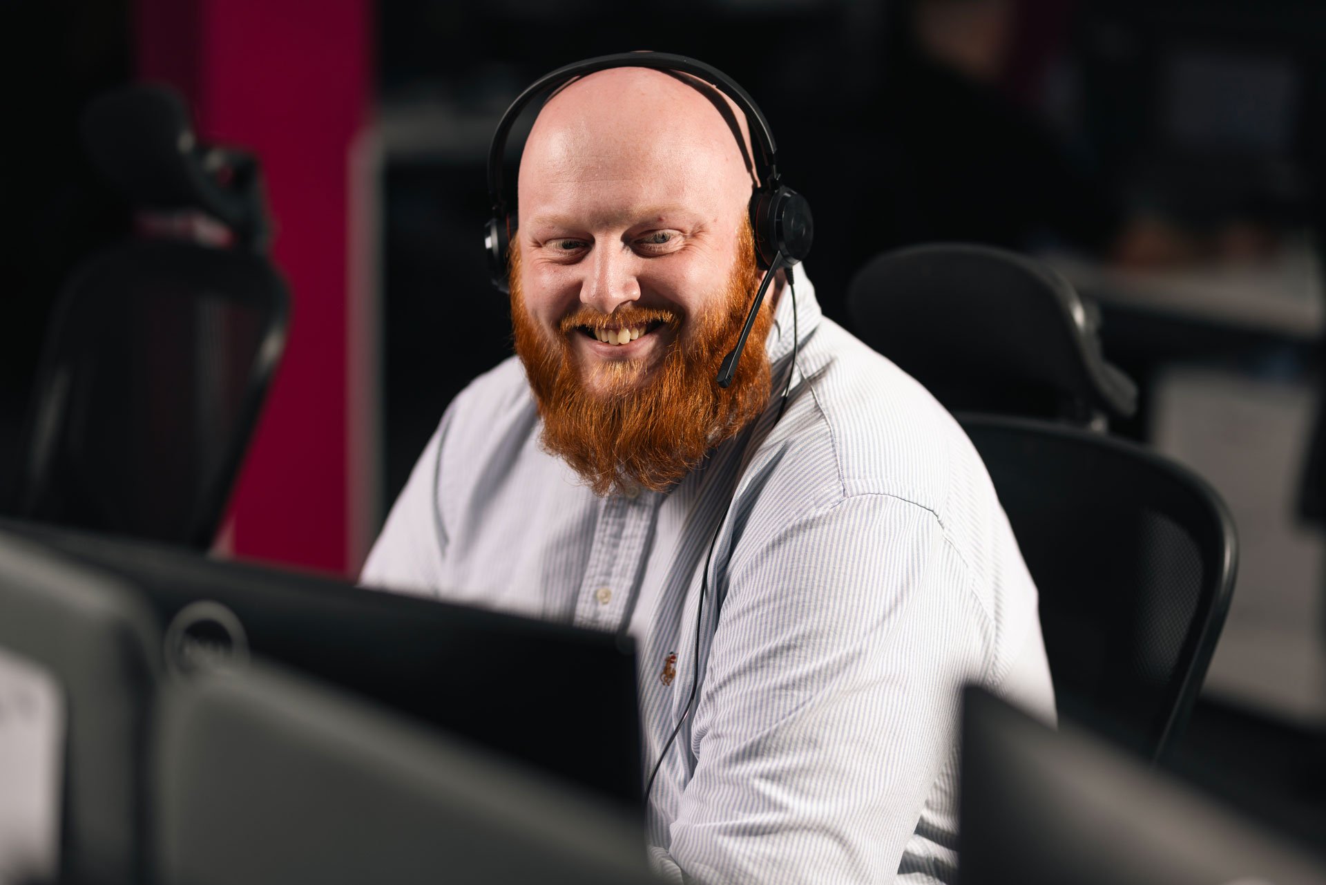 Man smiling at work