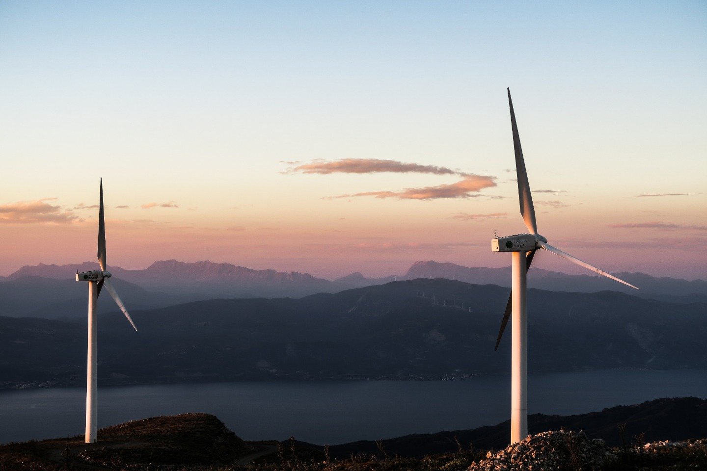 Wind turbines in British landscape