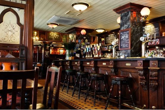 Inside an English traditional pub