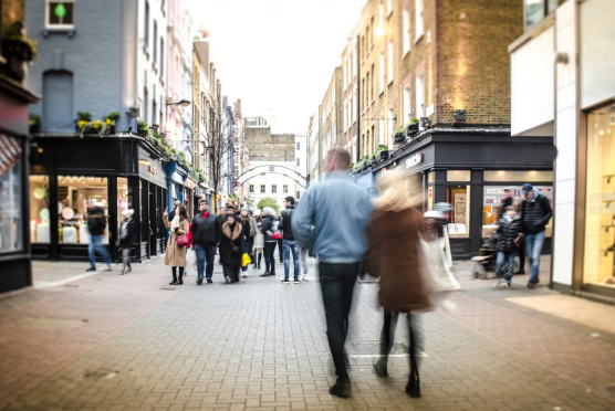 Blurred shot of a UK high street