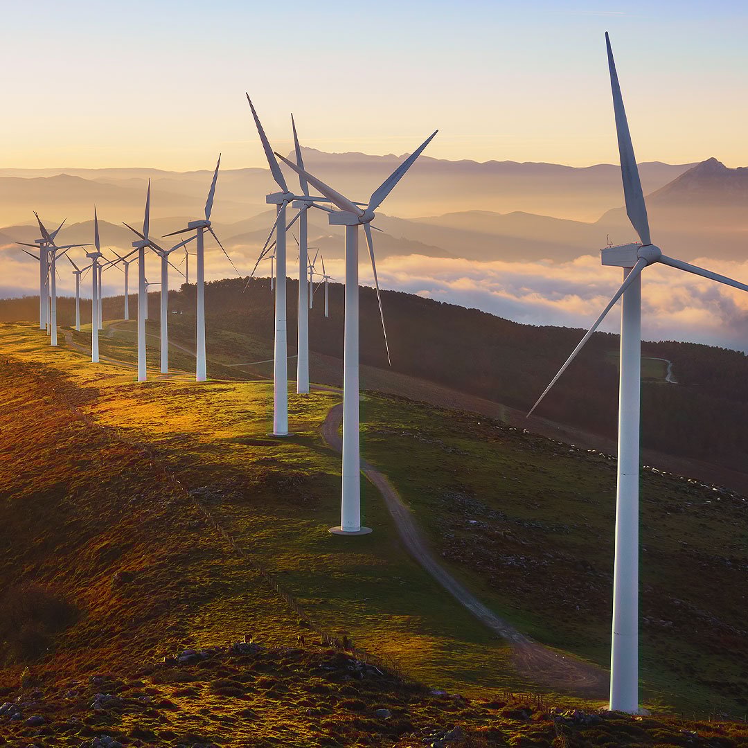 Wind turbines in the British countryside